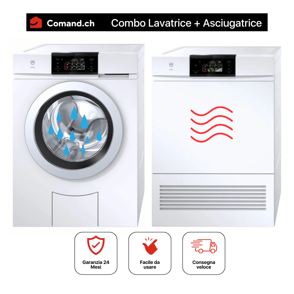Set lavanderia V-ZUG1104100000 AdoraLavatrice V2000+V-ZUG1202900000 AdoraAsciugatrice V2000