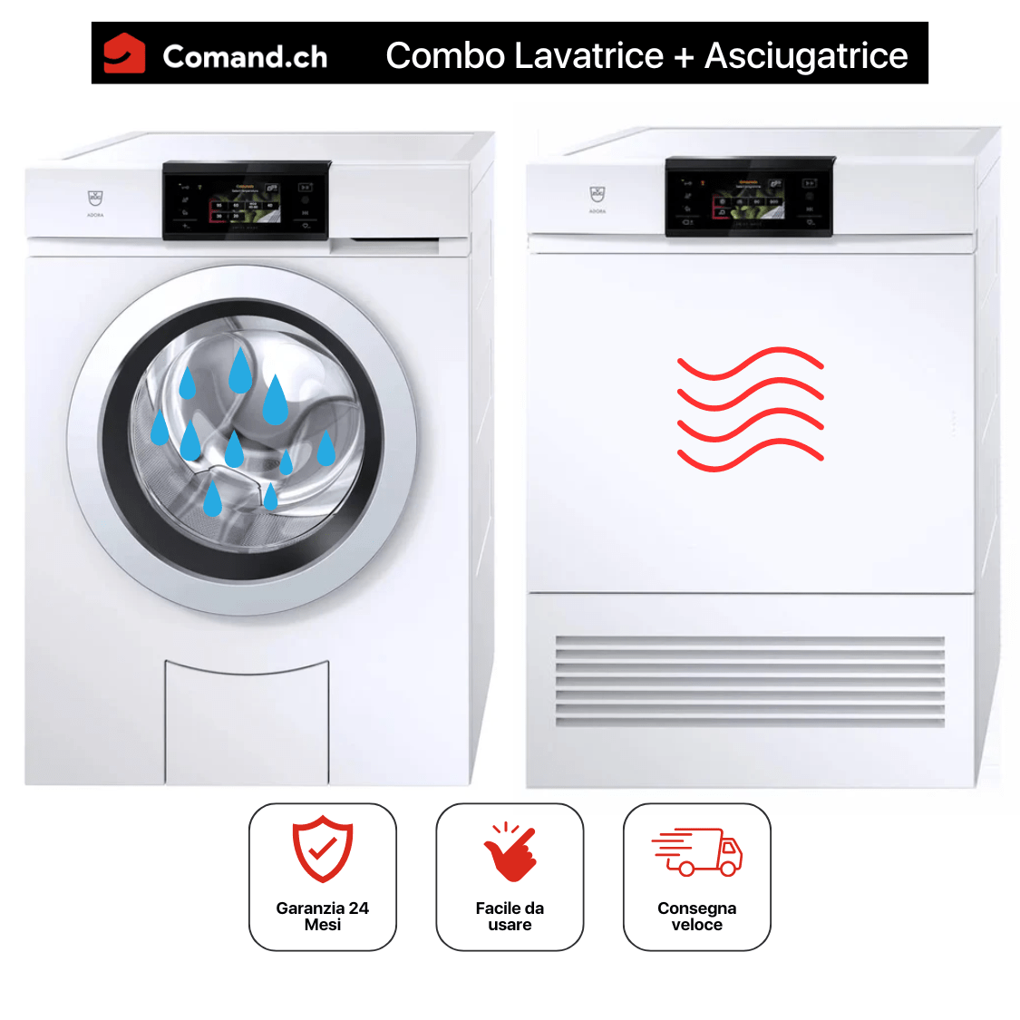 Set lavanderia V-ZUG1104200002 AdoraLavatrice V4000+V-ZUG1201800001 AdoraAsciugatrice V4000